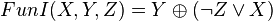 Fun I(X,Y,Z) = Y oplus (neg{Z} vee X)